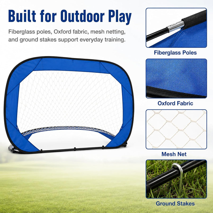But de Football Enfant Pliable, 122 x 77 x 80 cm, Filet d’entraînement 4-en-1 pour tir et Rebond