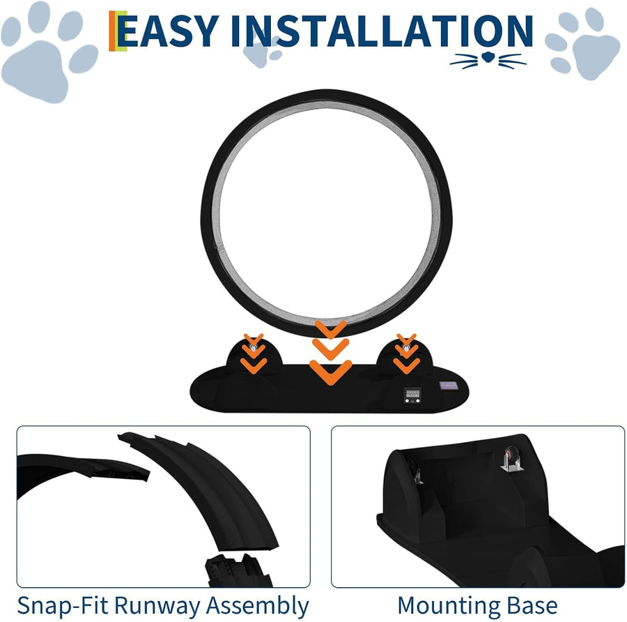 Roue d'exercice pour Chats d'intérieur, Design Silencieux, Bois Naturel Extra Large, Piste Tapis de 320 cm, Amovible avec podomètre Intelligent, idéal pour Courir et Marcher