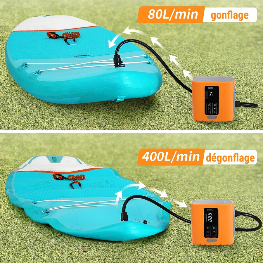 Gonfleur Paddle Electrique 22PSI Pompe Sup Rechargeable Portable pour Kayak