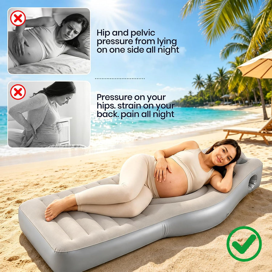 Matelas gonflable pour femmes enceintes avec ouverture ventre, matelas gonflable de grossesse en PVC épais floqué pour tout le corps