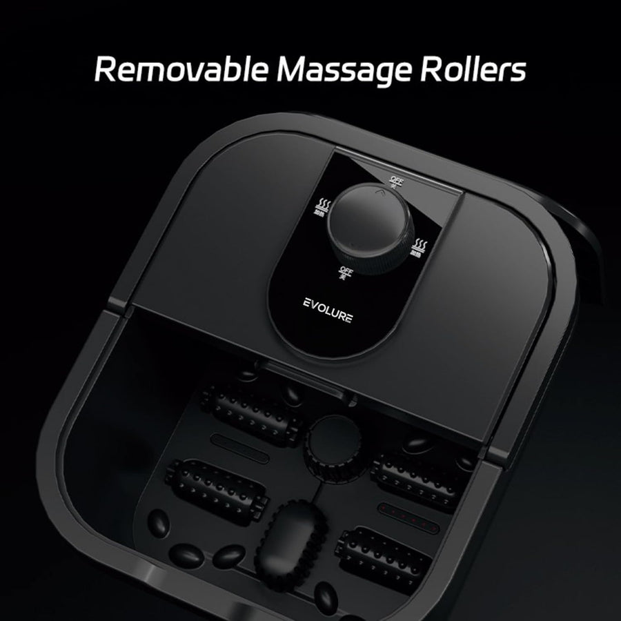 Bain de Pied Électrique, Appareil Massage Pieds avec Chauffage 45°C, Bulles et Rouleaux de Massage, Spa Pieds à Domicile avec Vidange, Noir