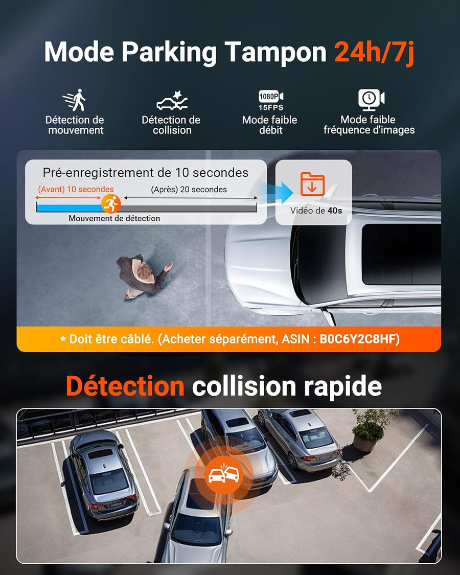 VANTRUE N4S Dashcam Voiture 3 Canaux 2.7K+2.5K+2.5K Avant Intérieur Arrière STARVIS 2, HDR, Vision Nocturne IR, WiFi 5GHz, GPS, Commande Vocale Français, Pré-enregistrement 15s, Compatible 1To, N4SRC18