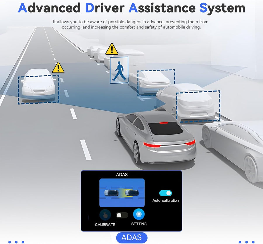 DashCam 4K Wifi Miroir avec GPS & 9.66" Écran Tactile, Dashcam Voiture 4K Avant+1080P Arriere, Dashcam Rétroviseur Caméra pour Voiture avec Capteur G, APP, Carte 64 Go, ADAS, Vision Nocturne