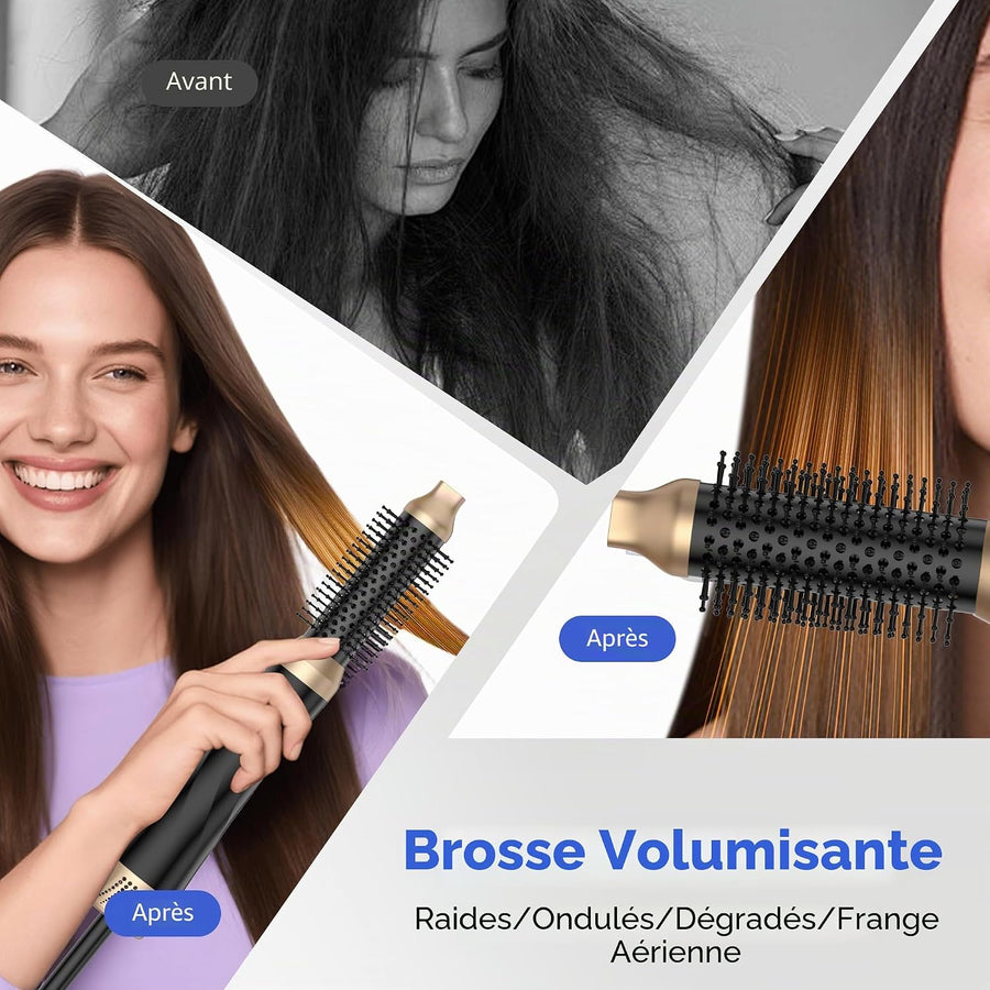 Airstyler 5 en 1 Brosse Soufflante Air Styler set Hair Styler Airbrush Fer a Boucler Brosse Soufflante Brosse Lissante Pour Cheveux, Kit de coiffure