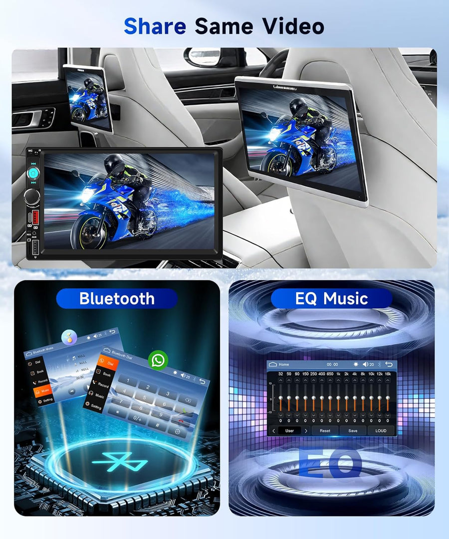 Autoradio Dab+/Dab 2 din Carplay sans Fil Android Auto avec Écran de 7 Pouces, Poste Radio Voiture Bluetooth Ecran Tactile avec Sortie Vidéo/RDS/FM/USB/AUX/TF+Caméra de Recul