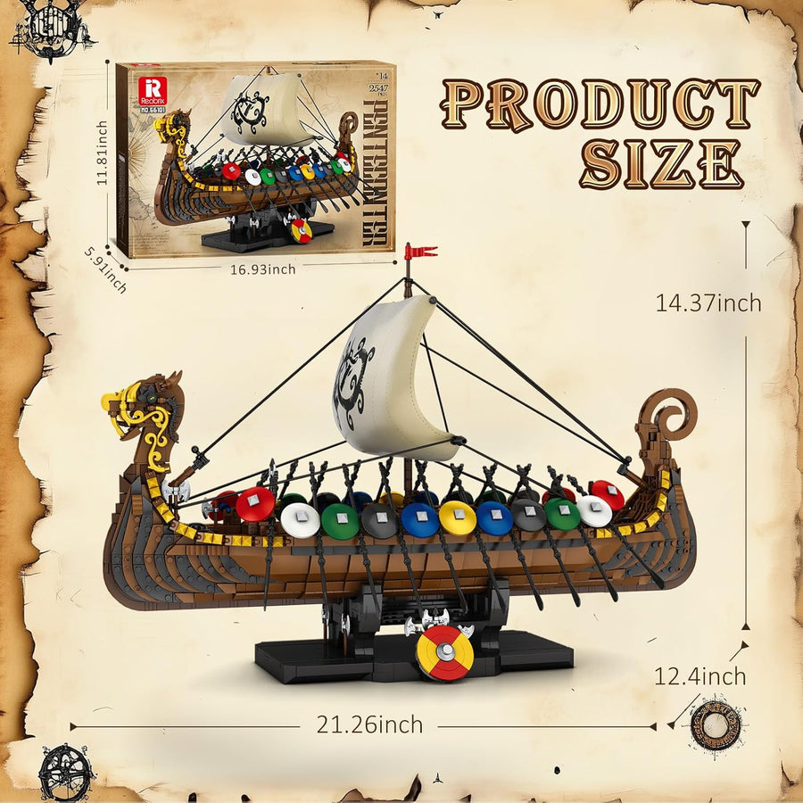 Ensemble de construction modèle pirate viking, kit voiles et boucliers 66101, cadeau hommes adultes garçons, décoration bureau viking