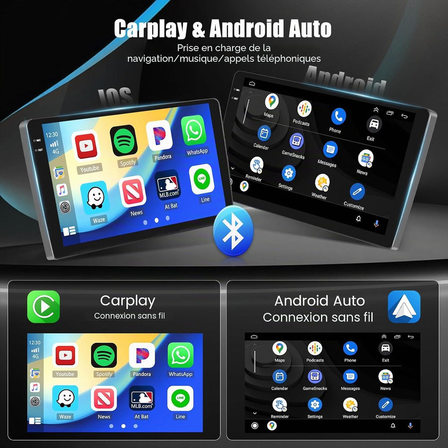 Autoradio 4+64G pour Peugeot 207 2006-2015 avec CarPlay Android Auto | 9" Incell Android 15 Radio avec FM RDS EQ Bluetooth Navigation GPS Sortie Vidéo Split-Screen SWC USB WIFI Caméra Microphone