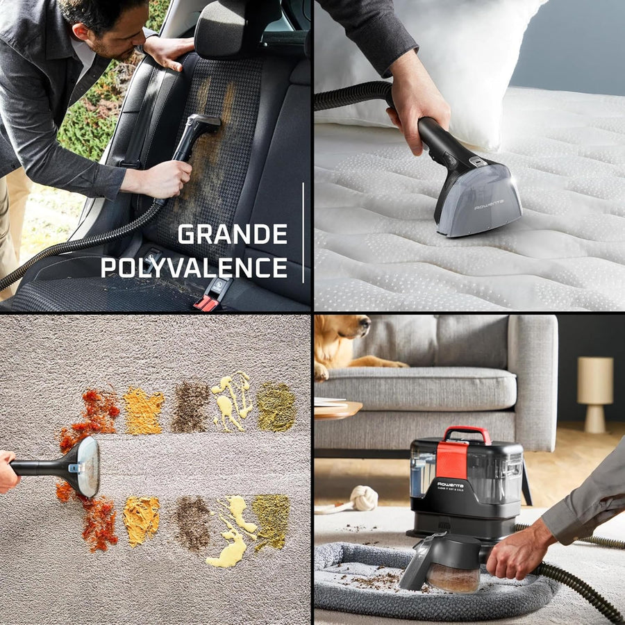 Rowenta - Shampouineuse Clean It Hot & Cold - 1150 w | Nettoyeur tapis et canapé puissant - Technologie PowerHeat 60°C - Élimine taches tenaces - Accessoires animaux inclus