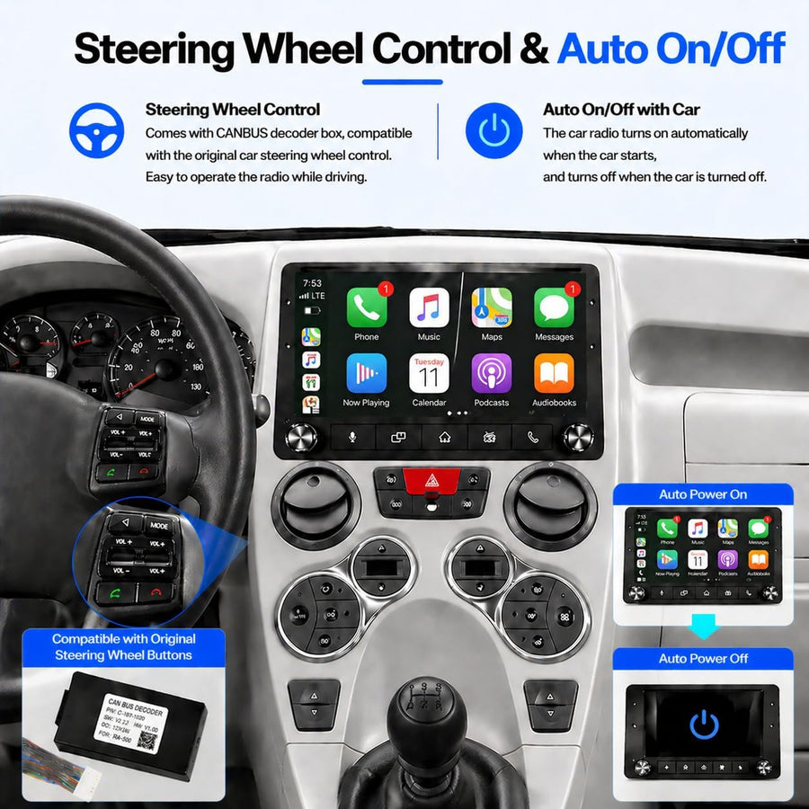 Fiat Panda 2003-2012 Autoradio 1 DIN CarPlay sans Fil Android Auto DSP RDS | Système Linux,démarrage rapide 2s,Plug&Play,Bluetooth,CANBUS,commandes volant,écran tactile IPS,caméra de recul compatible