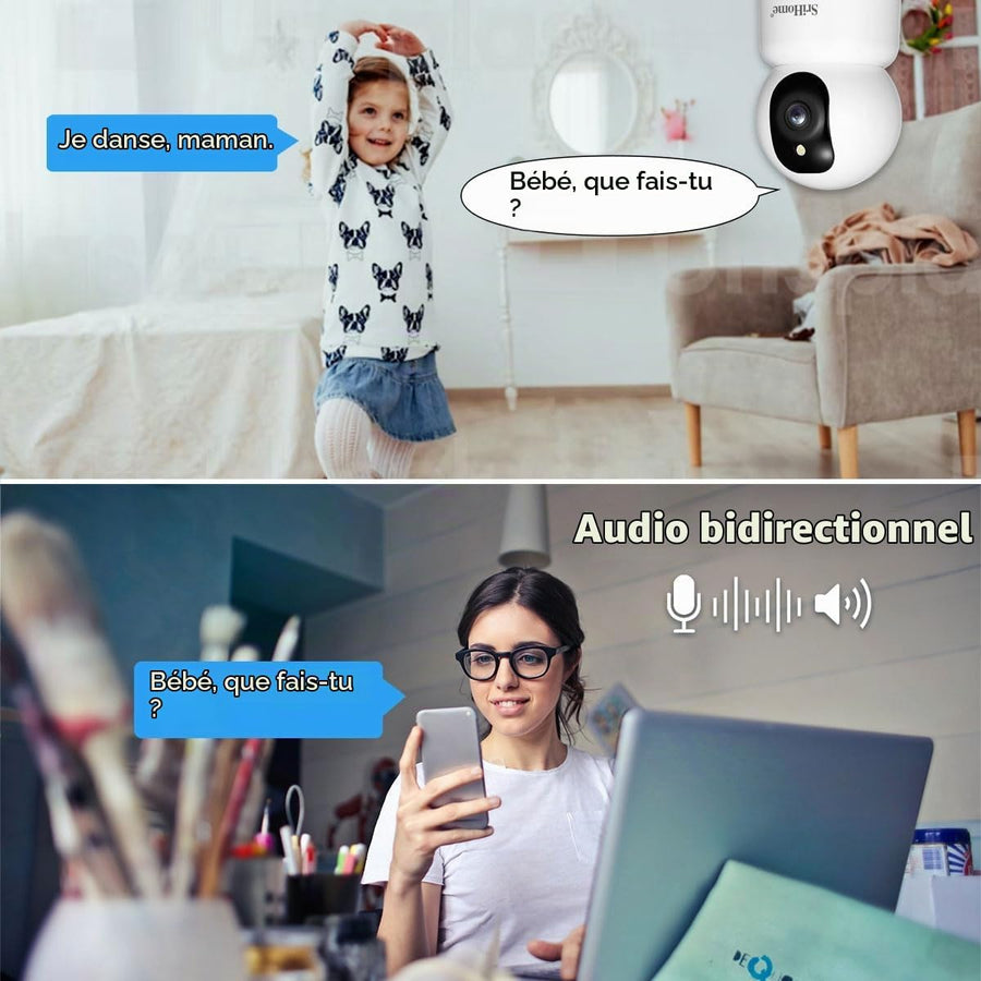 Caméra de Surveillance 5MP 2.4GHz/5GHz WiFi, Détection de Mouvement Humain