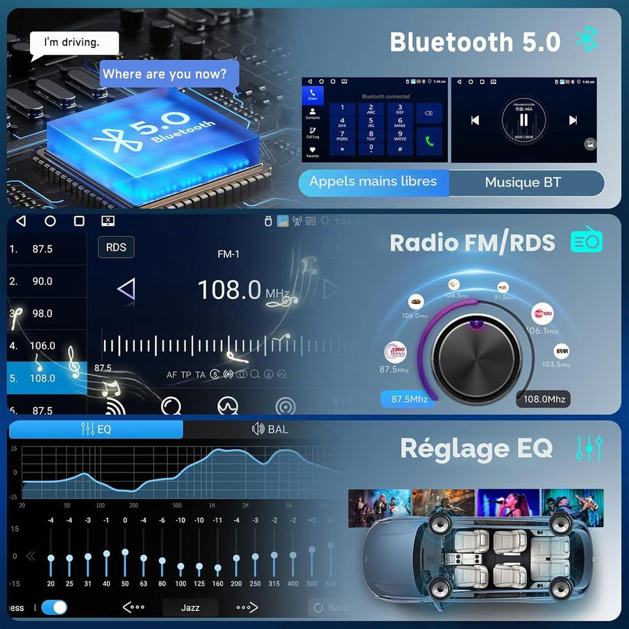 Autoradio Android 4G+64GB pour VW Seat Altea Toledo Leon Skoda Fabia Passat Radio CarPlay Android Auto sans Fil, 9 Pouces Écran Tactile Radio 2 DIN GPS, WiFi, DSP FM/RDS Bluetooth+ Caméra