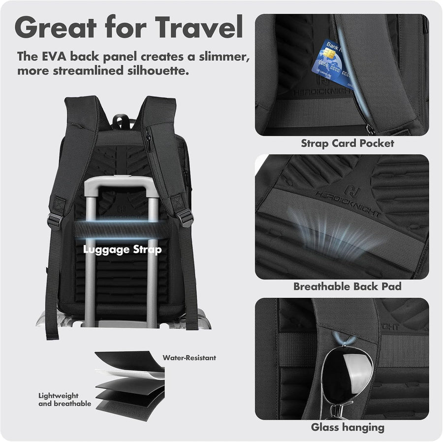 Sac à Dos Ordinateur Portable 15,6 Pouces Imperméable Sac à Dos Business | Fermeture Verrouillable Antivol Léger Sac à Dos Travail avec Double Port USB-A & USB-C pour Affaires Voyage et Université 25L