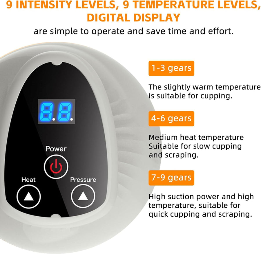 Masseur Anti Cellulite Electrique, Appareil de Massage 4-en-1 Contre la Cellulite avec 9 niveaux et 9 niveaux de chauffage, Appareil de Massage Gua Sha Électrique pour Détendre Muscles