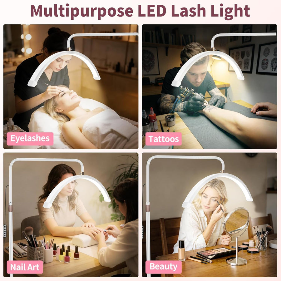 Lampe Demi Lune Extension De Cils: Luminosité réglable Lampe Demi Lune - Avec support pour téléphone - TêTe De Lampe Rotative à 360° - Utilisé Pour Les Extensions De Cils, Les Tatouages -Blanc