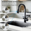 Évier Multifonction Inox Évier 1 Bac Grand Evier de Cuisine 68×48 cm Lavabo Cuisine avec Robinet Coulissant Résistant aux Rayures Vidange Rapide Avec Accessoires et Kit de tri des Déchets