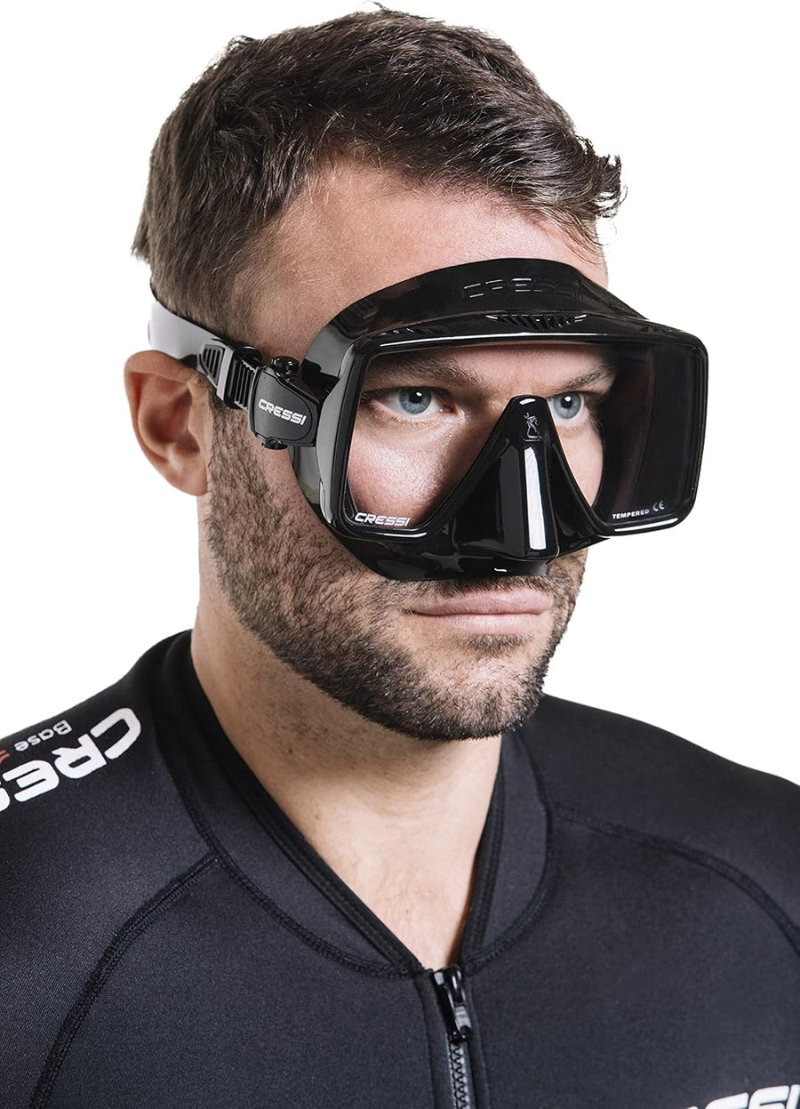 CRESSI Depuis 1946 - Masque SF1 - Set Masque Carré sans Monture avec Verre Trempé pour la Plongée en Apnée et Le Snorkeling, Taille Unique Unisex