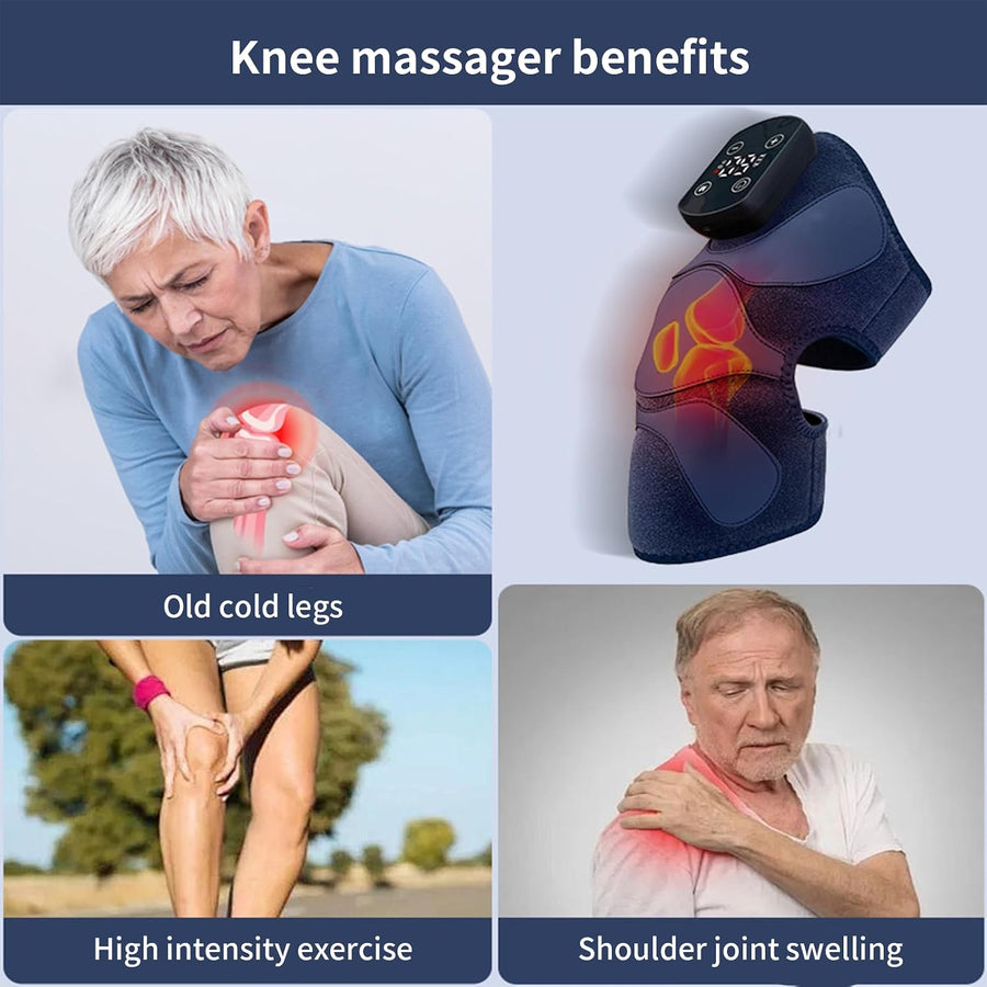 Appareil Massage 3 En 1, 4 Moteurs à Vibration, 5 Niveaux de Chaleur (40-60℃) Masseur de genou sans fil avec chauffage en graphène, masseurs électriques