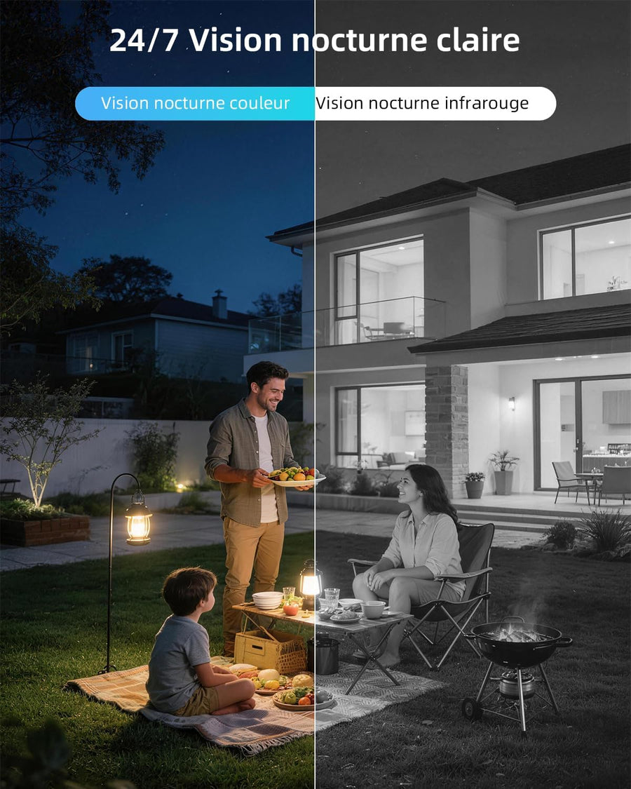 Caméra de Surveillance Suivi Auto 30m, 24/7 AOV Solaire 4G | 8W Panneau Solaire,13500mAh Batterie,Carte SIM incluse,Vision Nocturne ,Détection Humaine–tout sans WiFi,PTZ, IP66