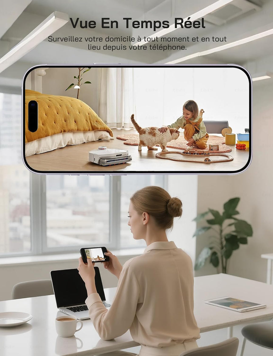 Lot de x4 Caméra Intérieure sans Fil 1080P, Caméra WiFi avec Vision Nocturne, Détection de Mouvement, Audio Bidirectionnel, Compatible Alexa & Google Home, WiFi 2,4 GHz Uniquement