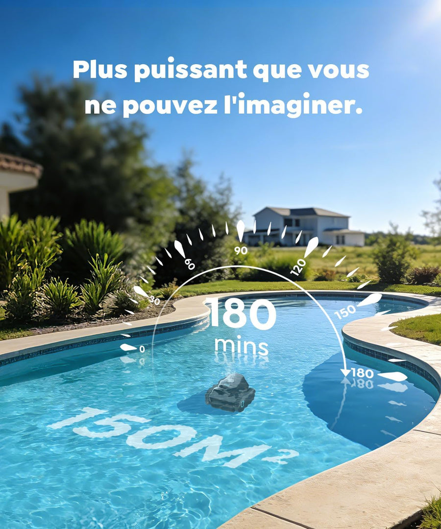 Robot de Piscine Fond et Parois, Ligne d'eau, Double Filtre, Robot Piscine sans Fil, 7 Modes de Nettoyage, 180 Min d'Autonomie, Puissant Aspirateur pour Piscines jusqu'à 150 m² VERT ou BLEU