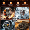 Montre Connectée Homme, Batterie 1400mAh, Écran HD 1,7 Pouce, Lampe LED, 110+ Modes Sport Montre Militaire Homme, Suivi Sommeil, IP68 Étanche, Smartwatch pour Android iOS, 2 Bracelets, Noir Gris