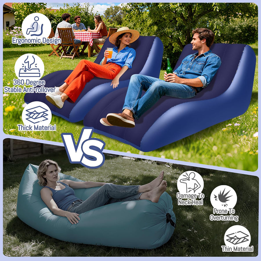 Fauteuil Gonflable, Canapé Gonflable à Surface Floquée, Canapé Gonflable Portable pour Adultes, Canapé-lit Double, Chaise Gonflable pour Camping, Fauteuil Gonflable pour Intérieur et Exterieur
