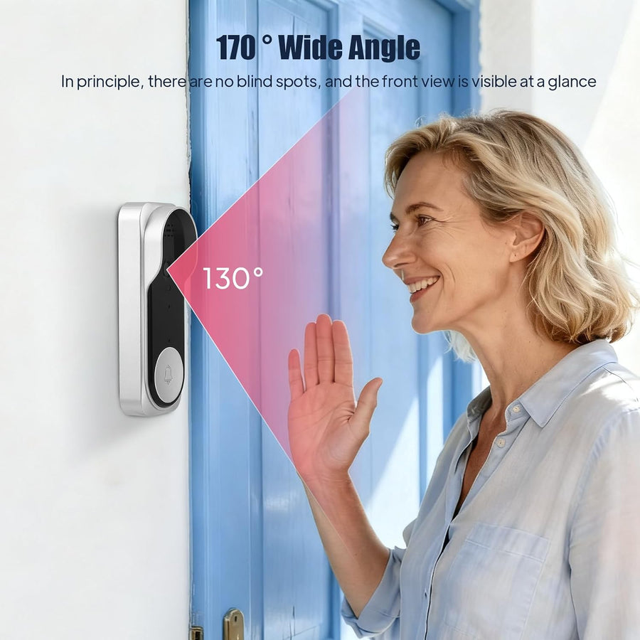 Sonnette sans Fil avec Caméra, Visiophone Vidéo Extérieur, sonnette vidéo étanche IP65 1080p avec Écran 4.3", angle de vision HD 360°, Audio bidirectionnel, vision nocturne, sans APP,sans WiFi