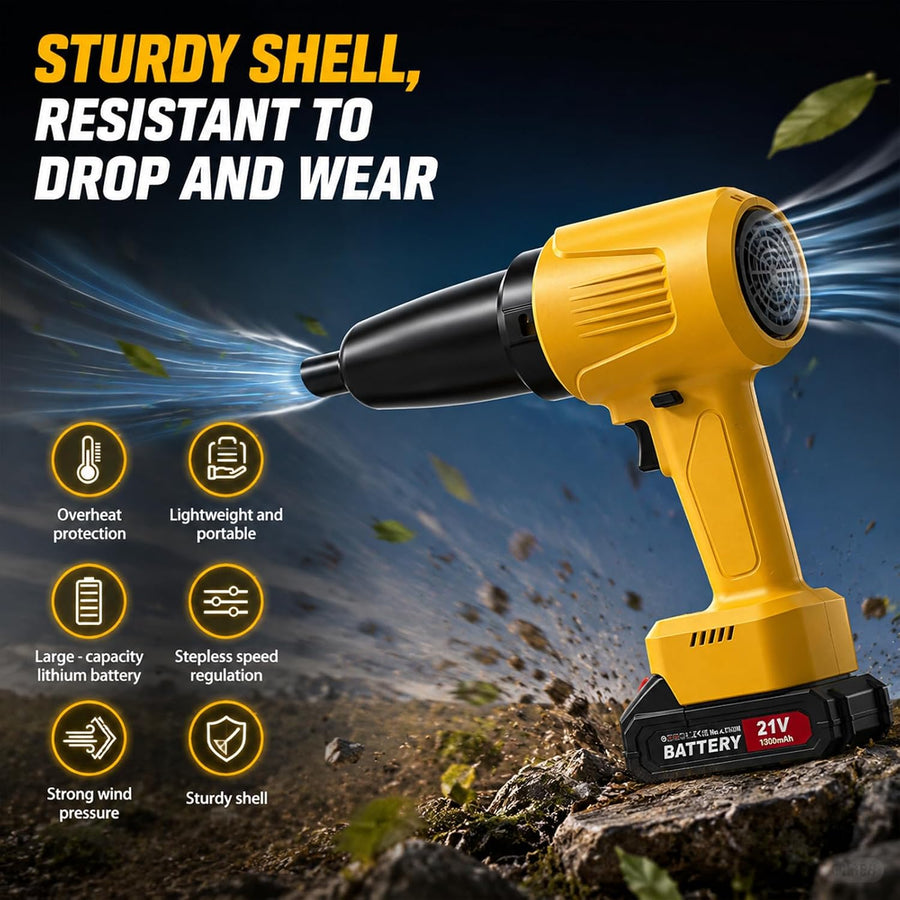 Souffleur de Feuilles sans Fil 21V 50000 TR/Min Soufflage Aspiration 650W Soufflage et aspiration 2-en-1, 650 W et 50000 tr/min, avec batterie et chargeur