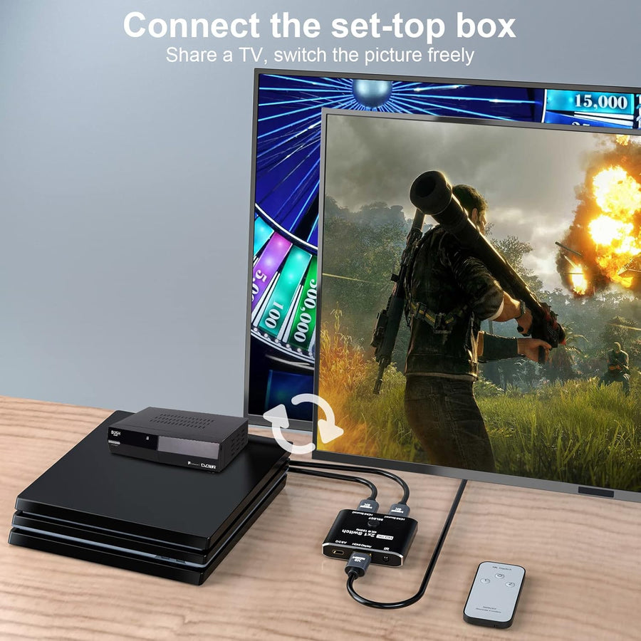 HDMI 2.1 8K interrupteur directionnel 2 in 1 out avec télécommande 8K@60Hz 4K@120Hz Convertisseur haute vitesse 48gbps