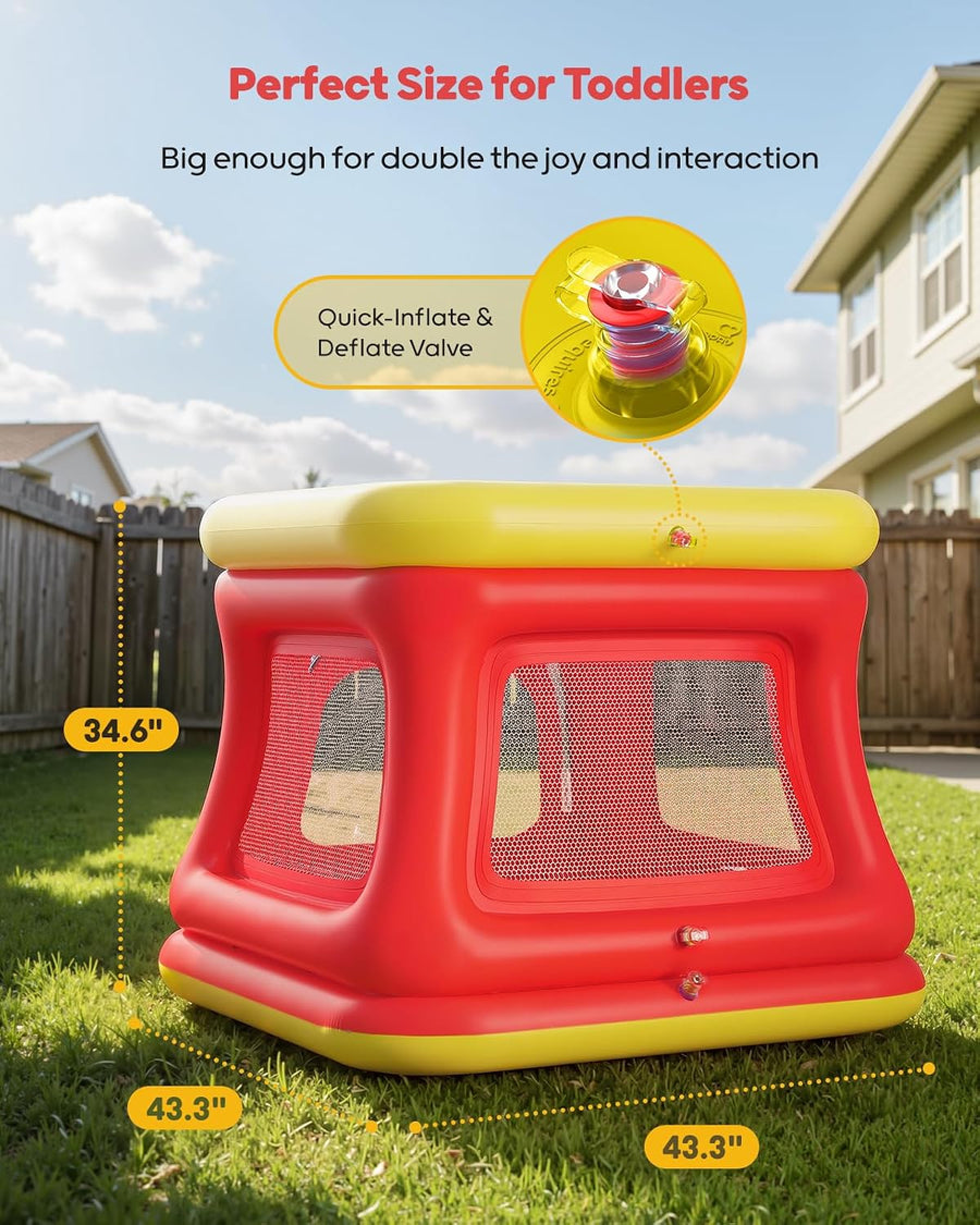 Maison gonflable 3 en 1 pour tout-petits de 1 à 3 ans, piscine à balles et trampoline, maison gonflable avec filet de sécurité, intérieur et extérieur, aire de jeux pour bébé