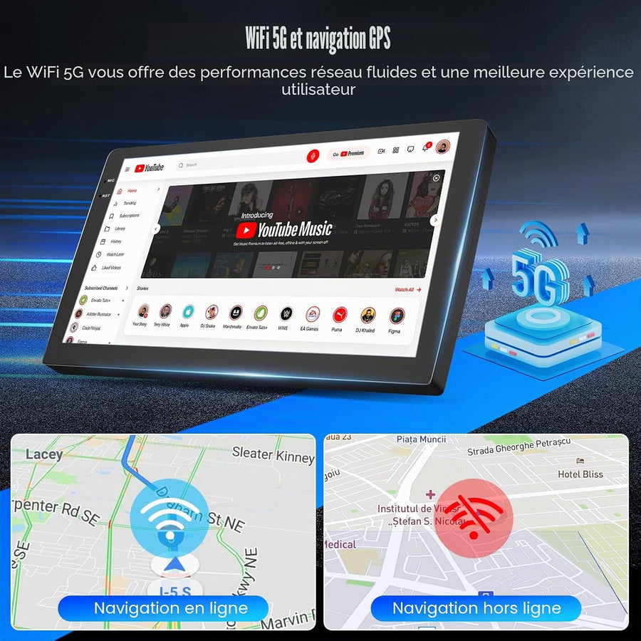 Autoradio 4+64G pour Peugeot 207 2006-2015 avec CarPlay Android Auto | 9" Incell Android 15 Radio avec FM RDS EQ Bluetooth Navigation GPS Sortie Vidéo Split-Screen SWC USB WIFI Caméra Microphone