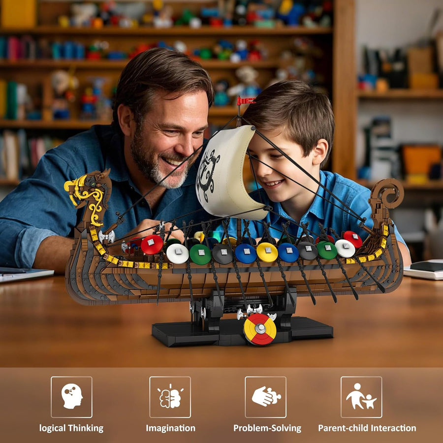 Ensemble de construction modèle pirate viking, kit voiles et boucliers 66101, cadeau hommes adultes garçons, décoration bureau viking