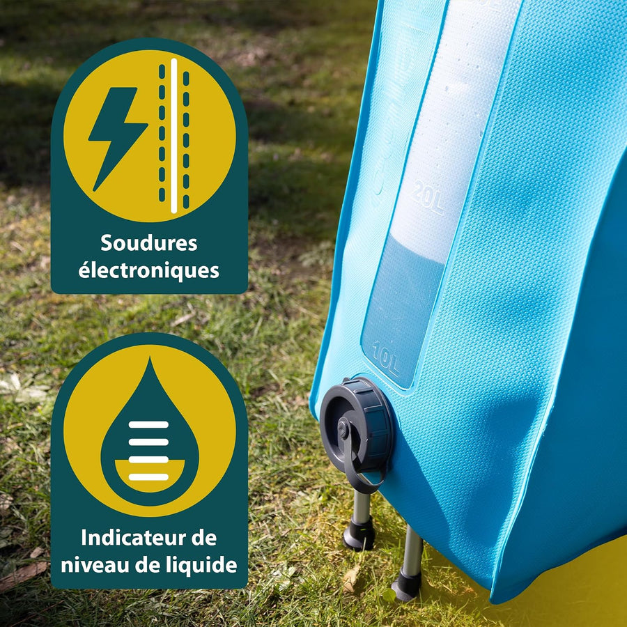 Porte-Eau Douce avec Chariot 40L – Réservoir d'eau Peu encombrant pour caravanes et Camping-Cars sans BPA – Compatible avec Flexipipes