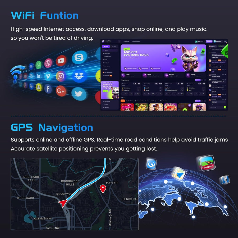 Autoradio 4+128G Android 15 pour Peugeot 307 307CC 307SW 2002-2013, 9'' In-Cell Bildschirm avec sans Fil Carplay et Android Auto Lien Miroir Radio FM/RDS GPS WiFi Bluetooth SWC Caméra de Recul