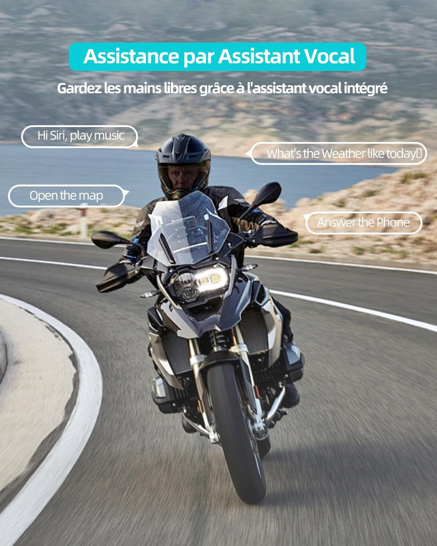 BLAISE V6 Plus Intercom Moto Bluetooth, Système de Communication Casque, 2 Voies pour 2 Motards & Jusqu’à 6 Appairés, Portée 1000 m, Bluetooth 5.3, Réduction de Bruit, Partage de Musique,Unique Pack