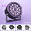 Projecteur LED DMX, 18x10W RGBW Silencieux Lumiere de Scene avec Anneau RGB, Jeux de Lumiere Eclairage avec Son Activé et Stroboscope, Lampe Disco pour Soiree