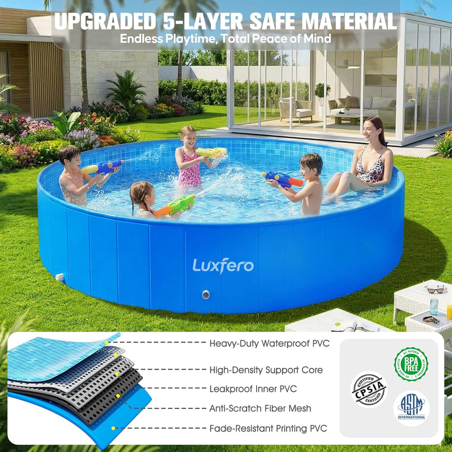 Piscine Tubulaire Ronde, Piscine Hors Sol, Piscine Metal Frame Épaissi, Facile à Ranger Piscine Pliable pour Enfants et Adultes, Piscine Frame Tubulaire Robuste pour Jardin, 228 x 228 x 50 cm