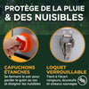 Mangeoire Poules Anti-Nuisible Grande Capacité 18 kg / 30 L – Distributeur de Graines Automatique Acier Galvanisé, 6 Ports & Fenêtre de Niveau – Mangeoire Poule Extérieur Poulailler