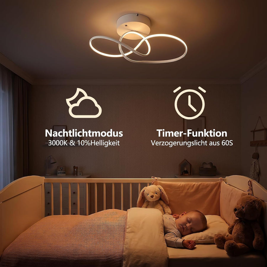 Plafonnier Chambre Plafond 24W Luminaire Cuisine Moderne Blanc intensité variable design circulaire plafonniers salon avec télécommande