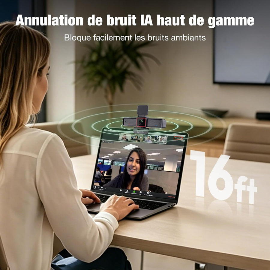 Webcam 4K avec 1/1.5" Sensor, 1080P@60FPS USB Web Camera pour PC | Autofocus PDAF, Cache vie privée, USB3.0 & 2 micros, Idéale pour les réunions vidéo, le Streaming