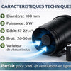 Extracteur d'Air 100 mm avec Variateur – Ventilateur de Gaine Silencieux 6 W, Débit 221 m³/h, pour VMC, Salle de Bain, Cave, Garage, Culture Hydroponique