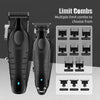 Tondeuse à cheveux professionnelle pour homme, tondeuse à cheveux sans fil et rasoir en aluminium, tondeuse de barbier avec grande batterie de 2500 mAh, type R réglable, base de charge