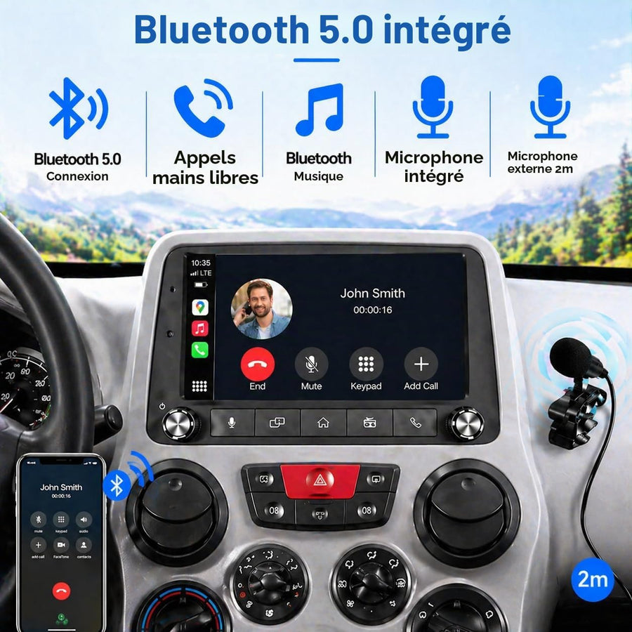 Fiat Panda 2003-2012 Autoradio 1 DIN CarPlay sans Fil Android Auto DSP RDS | Système Linux,démarrage rapide 2s,Plug&Play,Bluetooth,CANBUS,commandes volant,écran tactile IPS,caméra de recul compatible