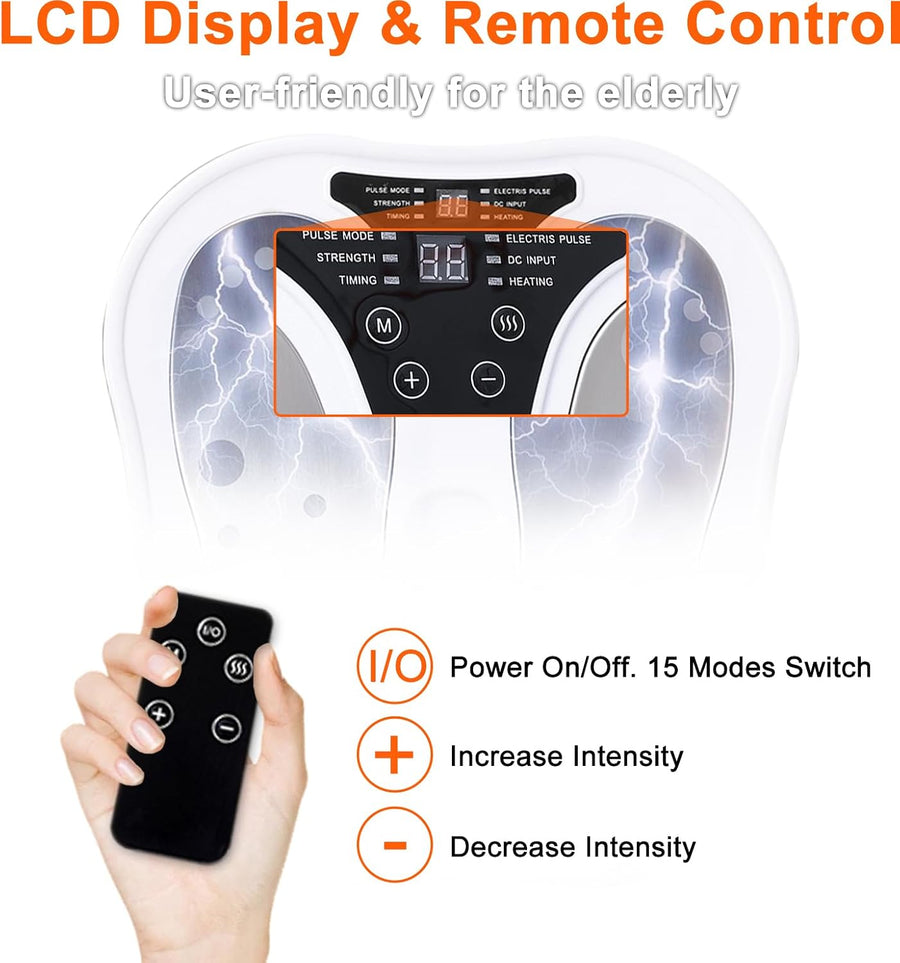 Stimulateur Circulatoire Électrique, Appareil de Massage Électrique avec EMS et TENS, avec 15 Modes & 50 Intensités et 2 Électrodes pour Soulager la Douleur et Favoriser la Circulation
