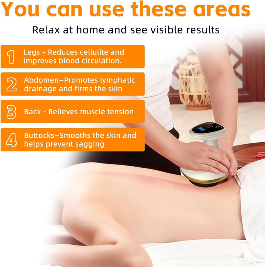 Masseur Anti Cellulite Electrique, Appareil de Massage 4-en-1 Contre la Cellulite avec 9 niveaux et 9 niveaux de chauffage, Appareil de Massage Gua Sha Électrique pour Détendre Muscles