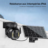Caméra de Surveillance 4K - PTZ 360° Extérieure Étanche avec Zoom 5X, Caméra Solaire 4G/5G LTE pour Sécurité Domestique, Inclus Carte SIM 300Mo et Carte SD 64Go (8MP)