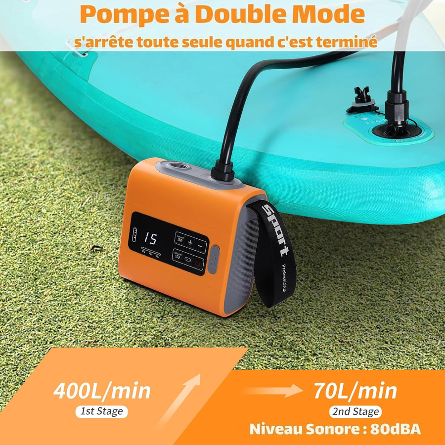 Gonfleur Paddle Electrique 22PSI Pompe Sup Rechargeable Portable pour Kayak