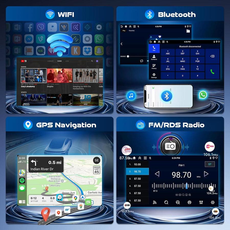 Autoradio 4+64G pour Citroën C4 (2004-2010), Android 15 stéréo de Voiture avec écran Tactile in-Cell 9 Pouces 720 * 1280P, Compatible CarPlay et Android Auto, FM, Bluetooth, WiFi