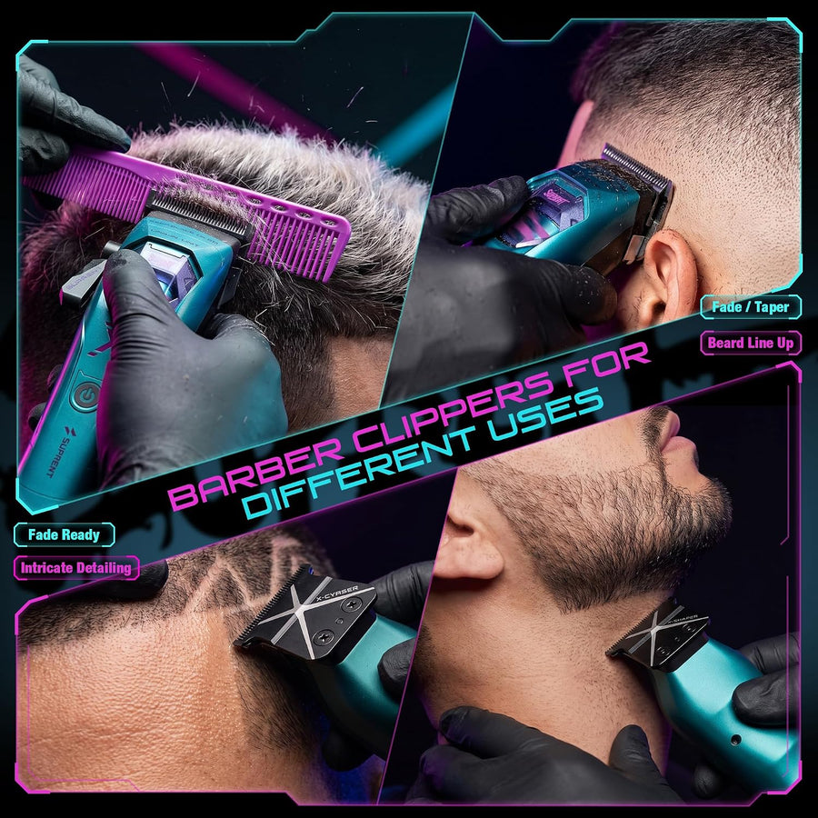 Tondeuse à Cheveux Homme Professionnelle avec Moteur Rotor Externe 8000RPM Kit Tondeuse Barbier et Finition Sans Fil, Lame DLC, Zéro écart, Protections Magnétiques