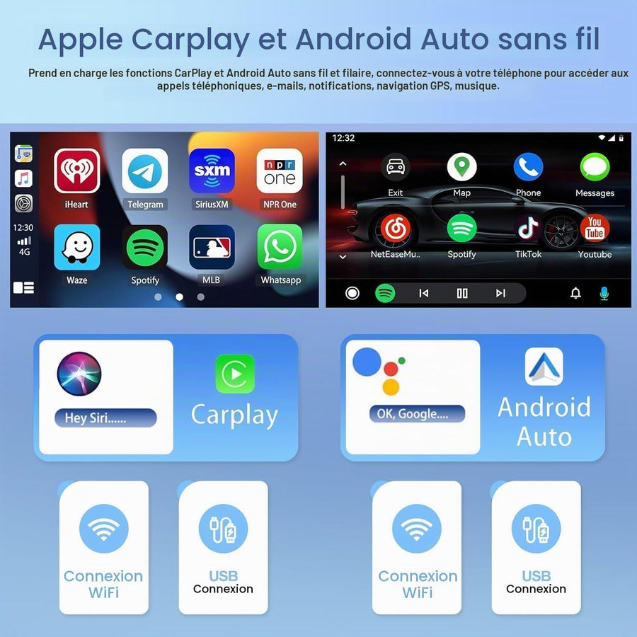 Autoradio Android 2+64G avec Écran pour VW Passat B6 B7 2005-2014 CarPlay Sans Fil Android Auto, 2Go+64Go, 9" IPS Tactile, GPS Navigation, Écran Partagé, CANBUS, Caméra AHD Incluse